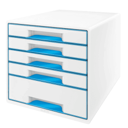 Leitz WOW CUBE Drawer Cabinet 5 drawers 1 big and 4 small A4 Maxi White/blue