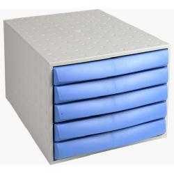 Exacompta The Box A4+ Closed Desktop Drawer Set Grey/Ice Blue