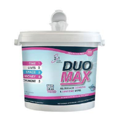 DuoMax 500 Sanitation Wipes In A Resealable Tub