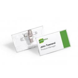 Durable Acrylic Name Badge 40x75mm Combi Clip 25 Pack 812119
