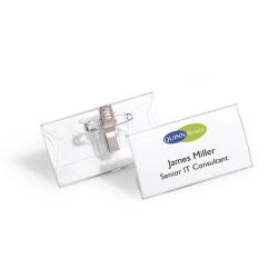 Durable Acrylic Name Badge 40x75mm Combi Clip 25 Pack 812119