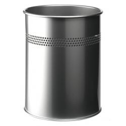 Durable Waste Basket Metal Round 15 Litre Perforated Silver 3300-23