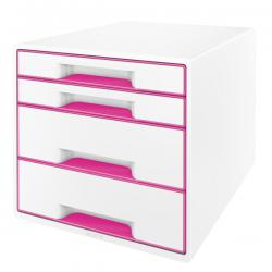 Leitz WOW CUBE Drawer Cabinet 4 drawers 2 big and 2 small A4 Maxi White/pink