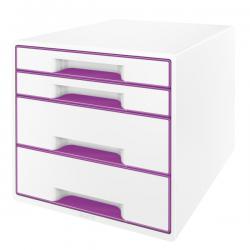 Leitz WOW CUBE Drawer Cabinet 4 drawers 2 big and 2 small A4 Maxi White/purple