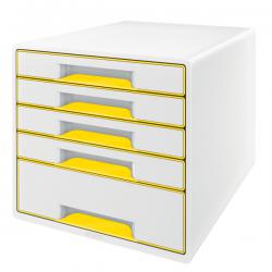Leitz WOW CUBE Drawer Cabinet 5 drawers 1 big and 4 small A4 Maxi White/yellow