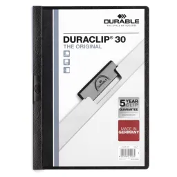 Durable Duraclip File A4 3mm Clip Files Black 25 Pack 2200-01