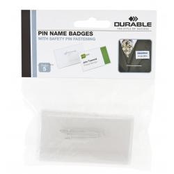 Name Badge With Pin 40X75mm Pack 5 - Transparent - Shop Durable