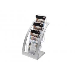 Deflecto 3 Tier Leaflet Literature Holder Silver 693645	