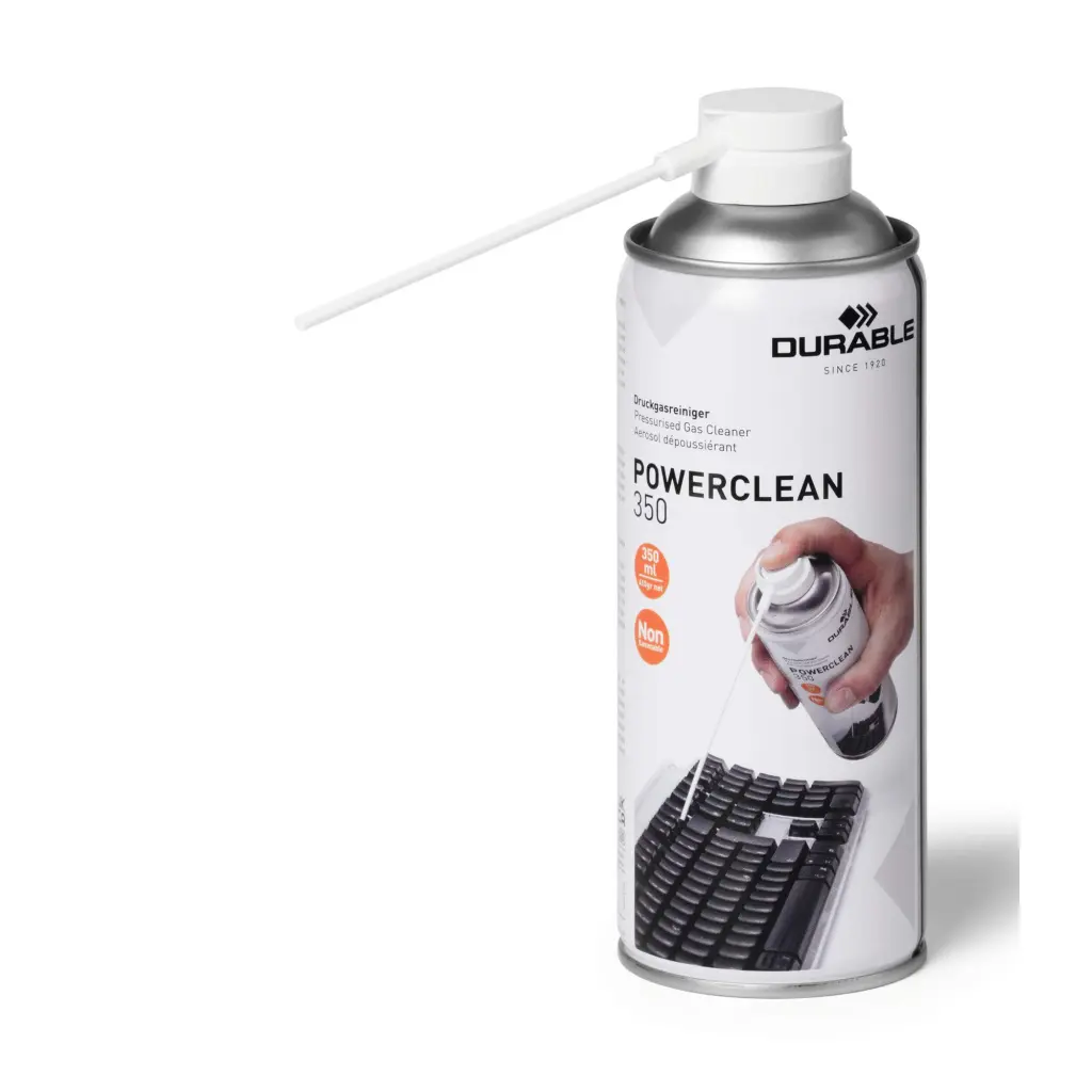 Durable Powerclean Non-Flammable HFC-Free Compressed Air Duster 350ml - 582919