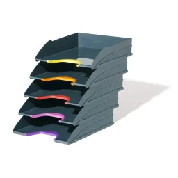 Durable VARICOLOR  Stackable Trays with Coloured Grips (Pack 5) - 770557 Durable VARICOLOR  Stackable Trays with Coloured Grips (Pack 5) - 770557