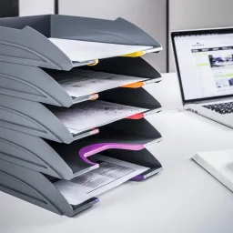 Durable VARICOLOR  Stackable Trays with Coloured Grips (Pack 5) - 770557 Durable VARICOLOR  Stackable Trays with Coloured Grips (Pack 5) - 770557